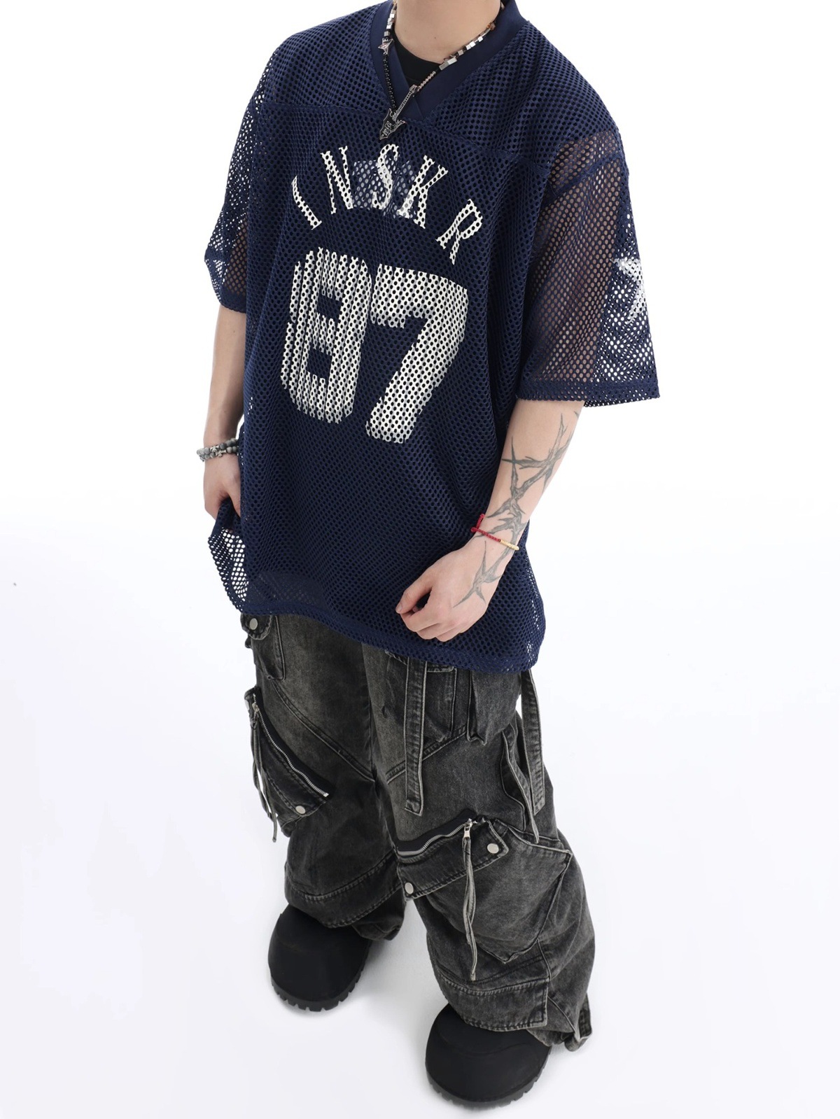 Mesh Jersey American Street Style Printed Short Sleeve T-Shirt For Men And Women Summer_viptrois.com