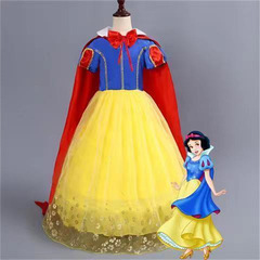動畫白雪公主同款禮服 童裝披風連衣童裙話劇舞蹈兒童演出公主裙