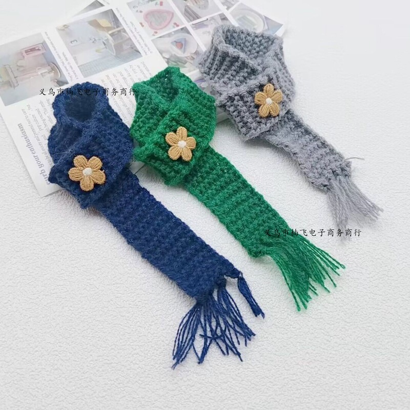 Mini Woolen Knitted Scarf Adjustable Size DIY Doll Lollipop Wine Bottle Beverage Decoration