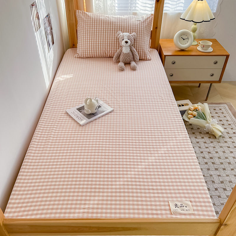 Juego de Sábanas de Algodón para Dormitorio Estudiantil, Protector de Colchón de Algodón Puro Nuevo 2024, Juego de Tres Piezas, Cubrecama