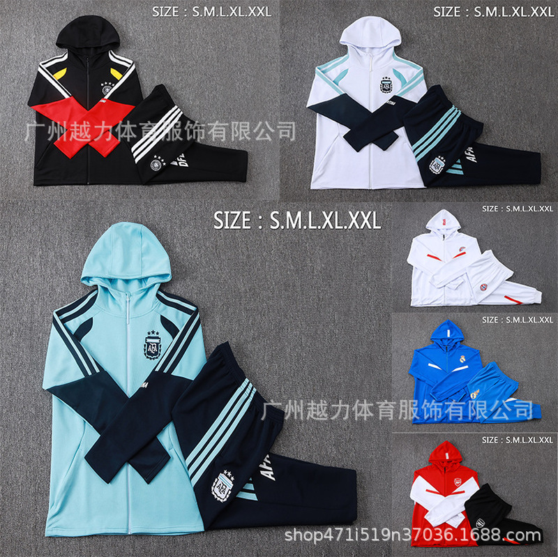 26 World Cup New Long Zip Hooded Set Training Wear Real Madrid Barcelona Paris Ac France Thickened Version 26 World Cup New Long Zip Hooded Set Training Wear Real Madrid Barcelona Paris Ac France Thickened Version