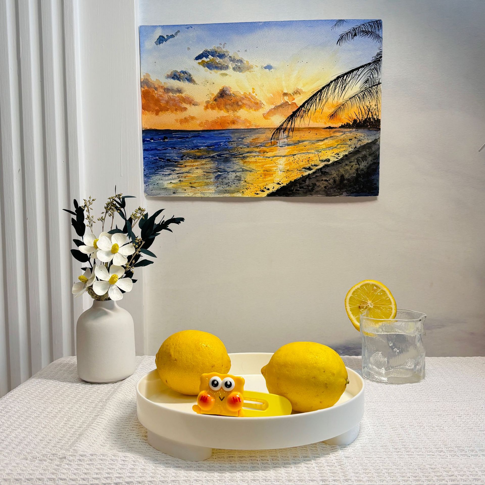 Mesa de maquillaje de frutas de madera sólida nórdica bandeja de escritorio bandeja de maquillaje de plástico de salón huevo de maquillaje de estilo nórdica bandeja de almacenamiento