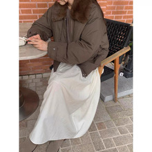 9天 2025冬季新款韩版宽松纯色简约毛领可拆卸90鸭绒羽绒服外套女