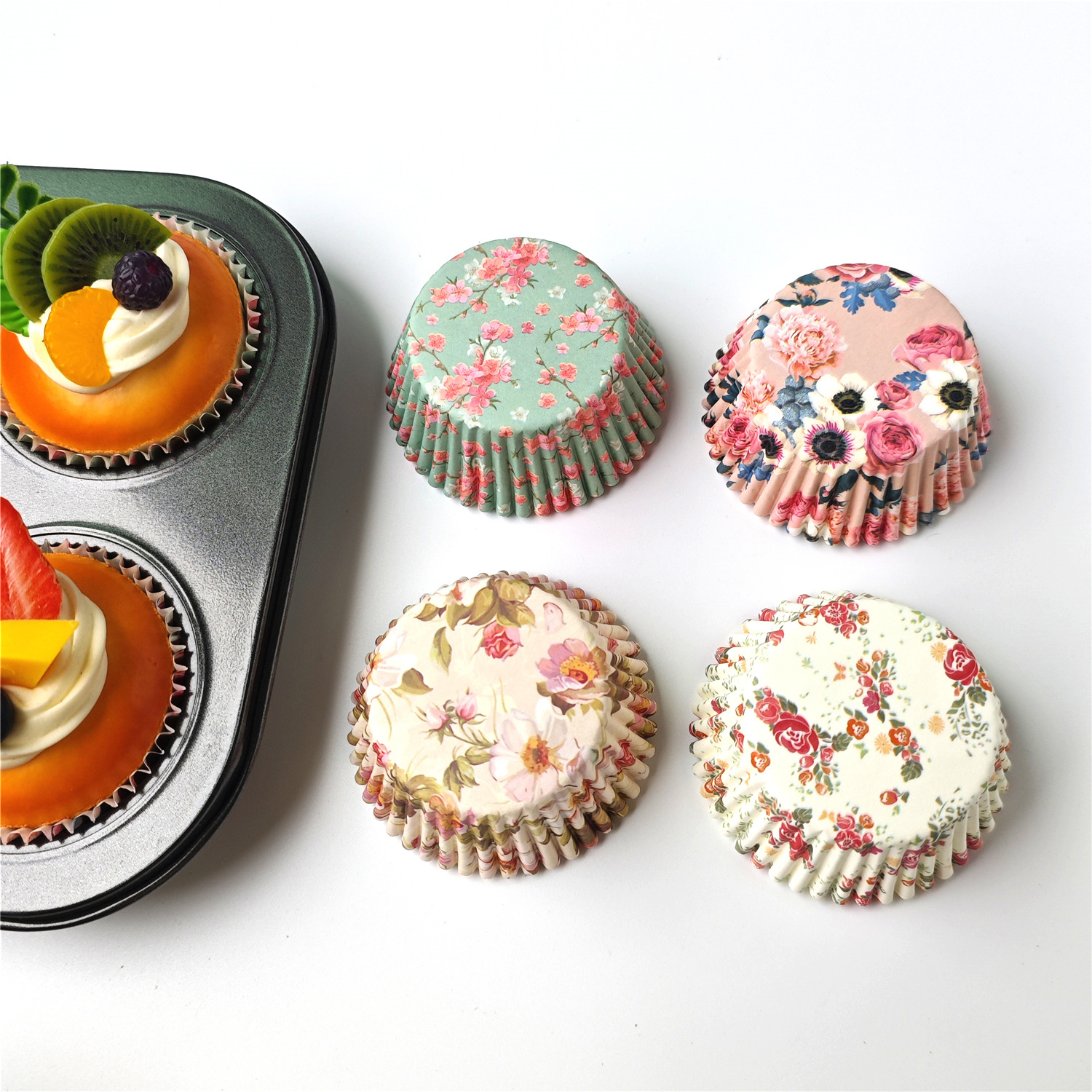 Capacillos de Papel para Hornear Muffin 100 Piezas por Caja Papel a Prueba de Aceite para Panadería