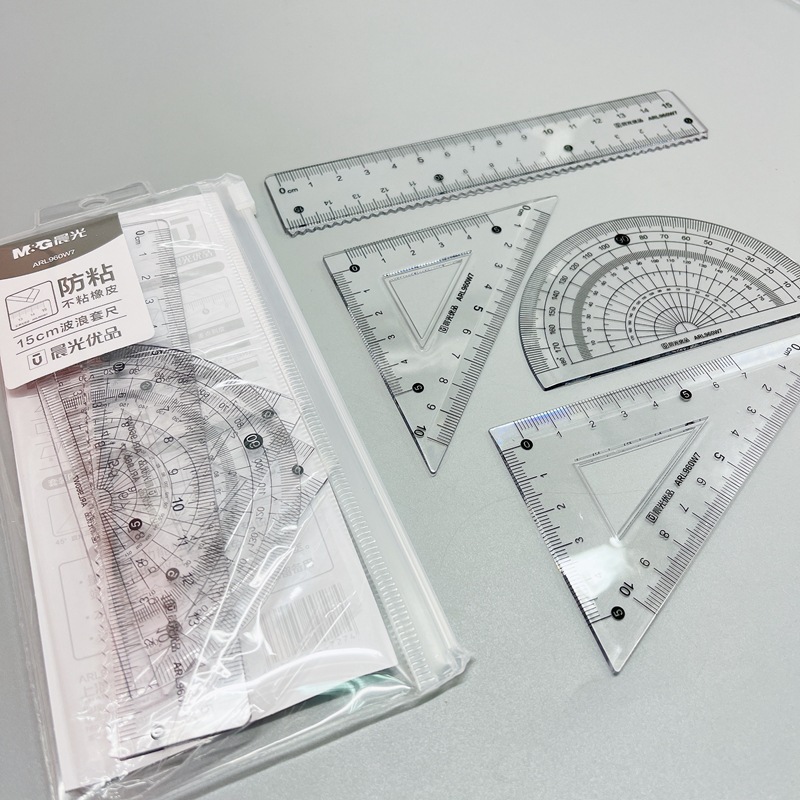 晨光优品系列防粘不沾橡皮套尺学生绘画测量透明多功能尺子960w7|undefined