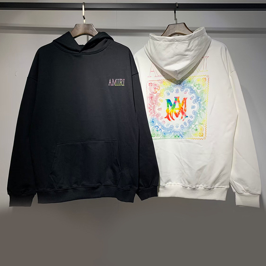 AMIRI suéter colección de letras de impresión transfronterizas 360 gramos de anillo masculino suelto casual sudadera encapuchada