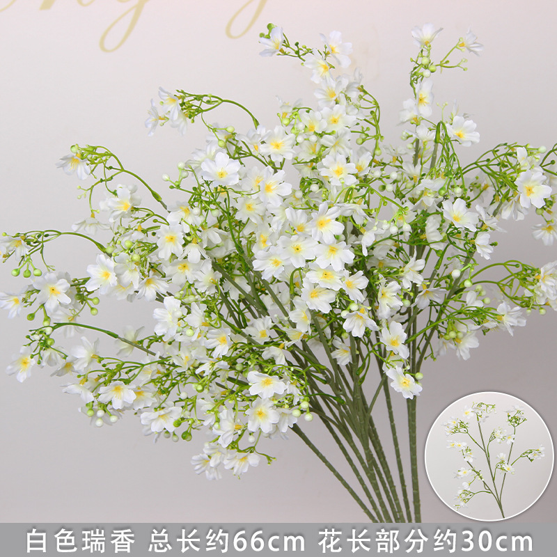 Bodas de flores de seda de imitación blanca flores falsas decorativas floral sala de bodas floral hogar ramo único camino de introducción de flores