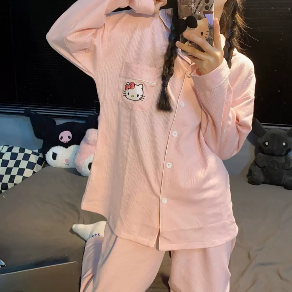 hellokitty睡衣女春秋新款长袖ins日系卡通可爱学生居家服可外穿