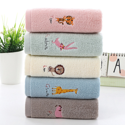 All pure cotton 32-strand children's towel 25*50 cartoon embroidered baby face towel home daily necessities face towel