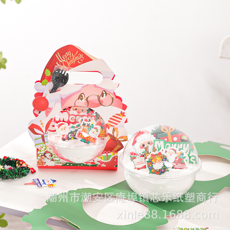 Caja de pastel de Navidad Bola de mousse portátil bola roja neta transparente merienda hornear caja de embalaje de fruta segura