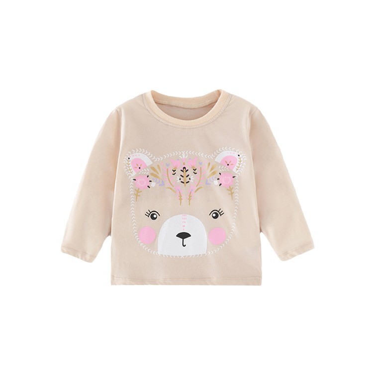 Algodón puro Otoño Nueva Camiseta de manga larga para niñas camisa de fondo para niños Top delgado para niños Envío de ropa para niños europeos y americanos