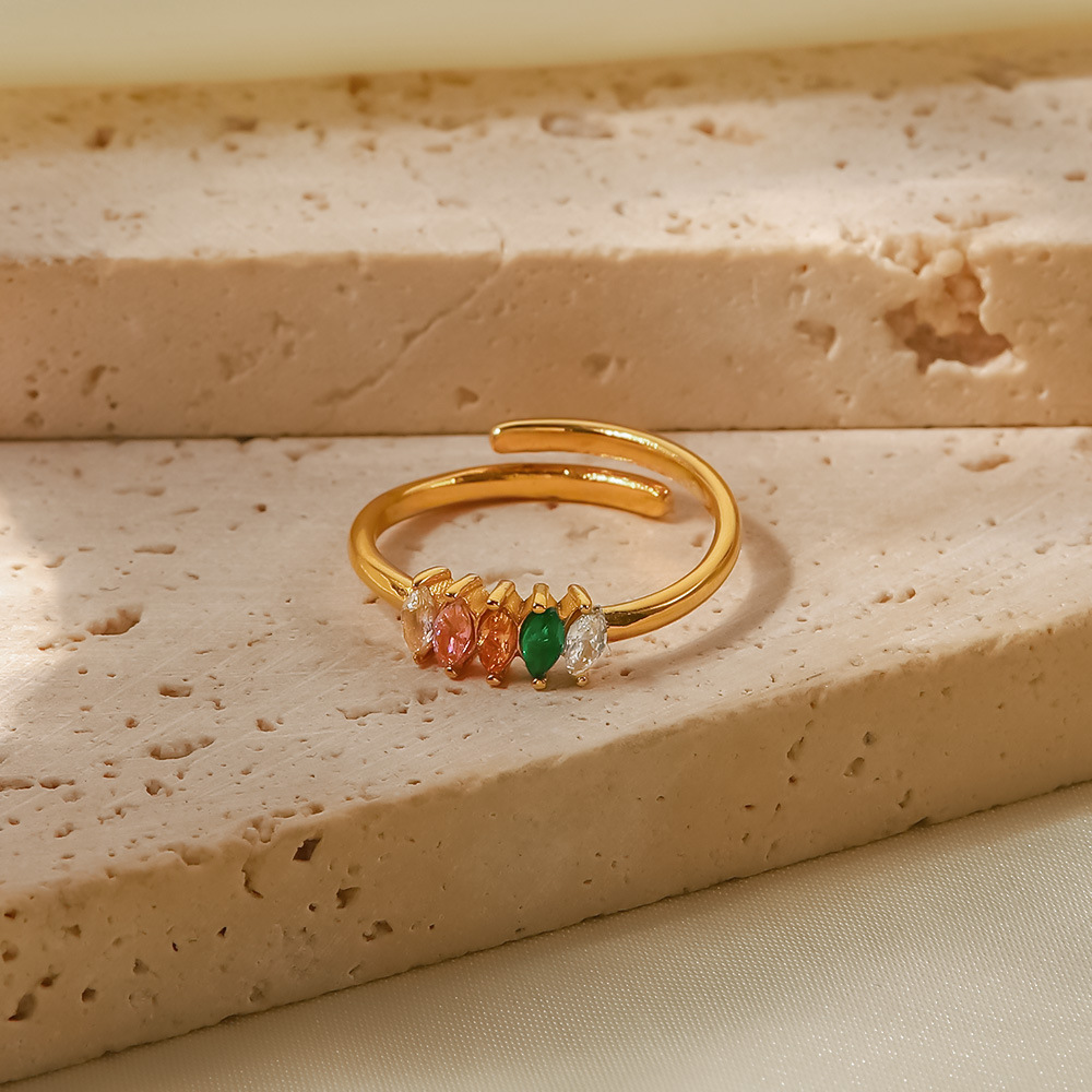 Fashion Geometric Stainless Steel Open Ring Plating Zircon Copper Rings