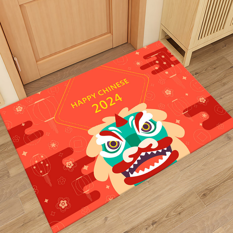 2024 Year of the Dragon New Door Mat Home Living Room Carpet Whole Floor Mat New Year Gift Foot Mat Red Carpet Wholesale