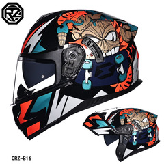 Orz Helmet Face Shield Men and Women Motorcycle Winter Half Full Helmet Personality Cool Street Bike with Bluetooth All Seasons Universal