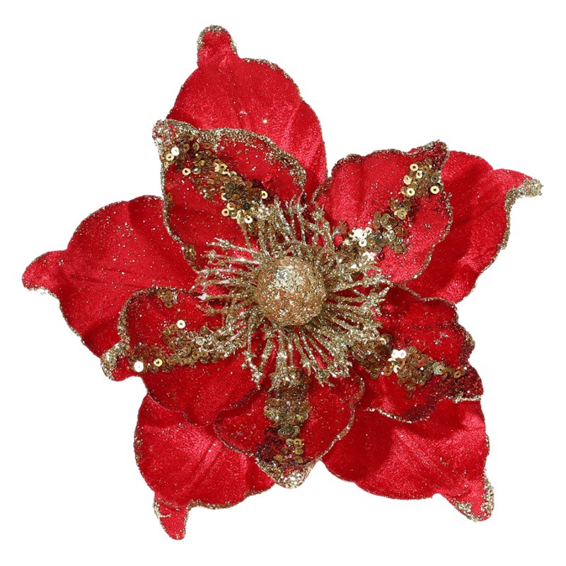Flores navideñas nuevas, flores artificiales en forma de flor, decoración de ambiente festivo, flores eternas de estilo europeo, adornos para árboles de Navidad