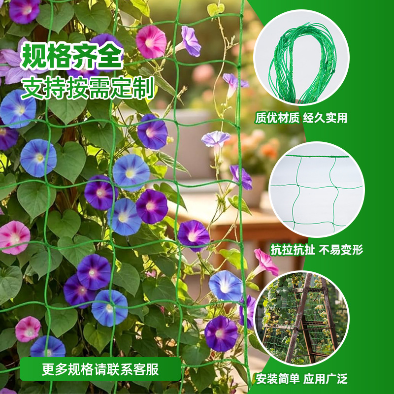 绿色爬藤网园艺抗倒搭架防倒伏爬藤网片网种植网植物方格子支架网