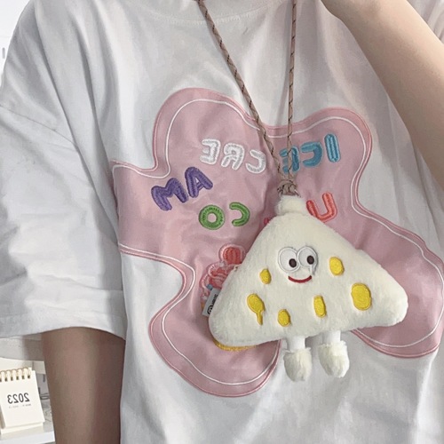 Halter neck coin purse cheese cheese Japanese card bag men and women holiday gift messenger bag short velvet emoticon bag students