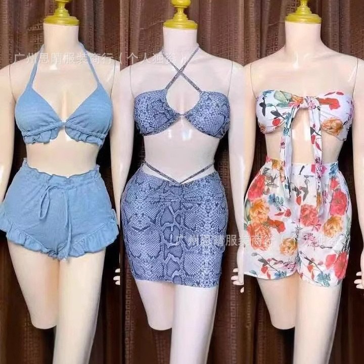 Shein marca de comercio exterior de ropa de baño de mujer amazon bikini split trajes de baño de cola contenedor suministro al por mayor