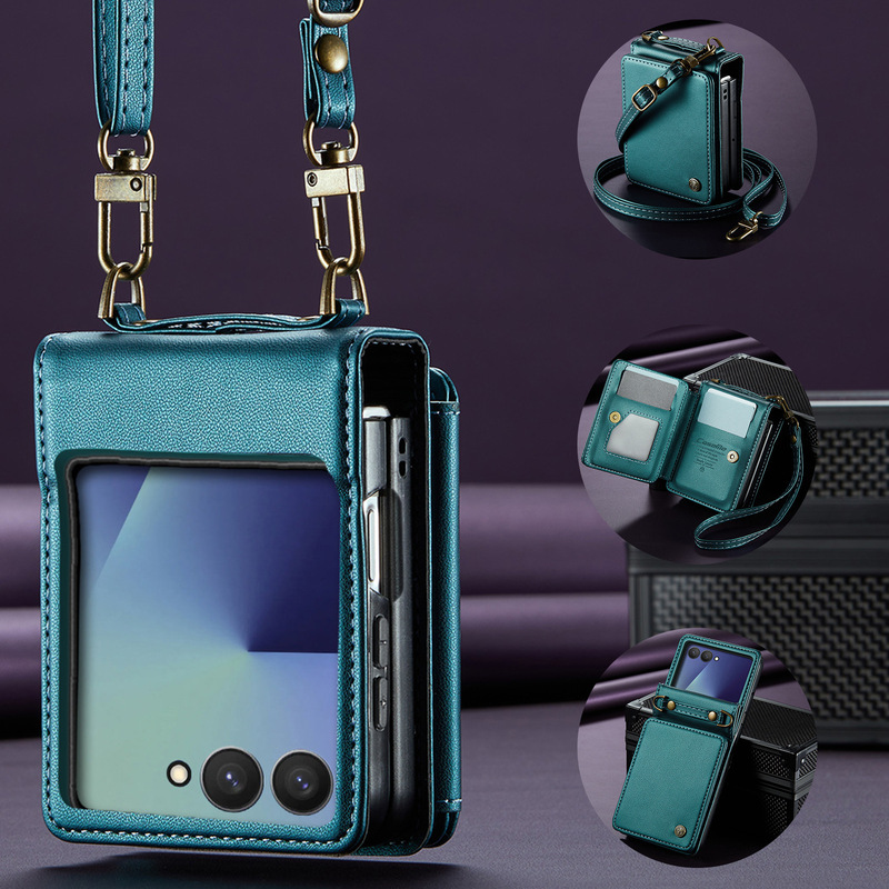 Suitable for Samsung Zflip7 Mobile Phone Case Zflip7Fe Lanyard Zflip6 Card Card Holder Hand Strap Diagonal Zflip5