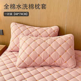 新款冬全棉水洗棉枕套一对装柔软舒适亲肤触感48cm*74cm健康睡眠