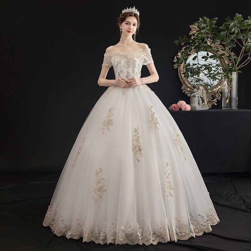 2026 New Bridal Gown with Off-Shoulder Design, Simple Forest Style, Court-Style French Princess Style, Summer Slimming Light Tulle Dress