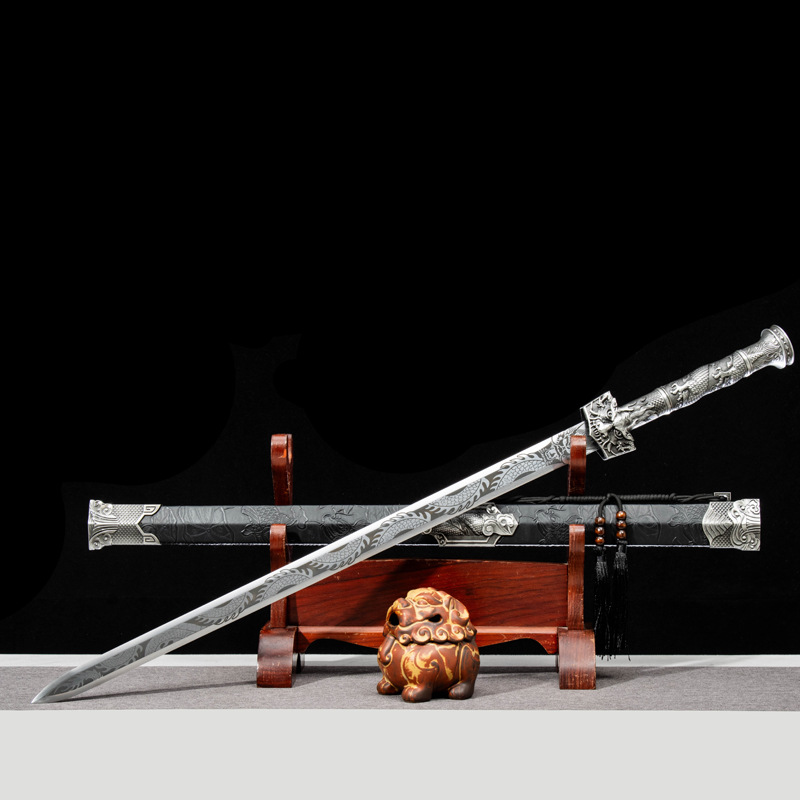 龙泉刀剑一体汉剑冷兵器防身收藏摆件高锰钢长刀硬剑大宝剑未开刃