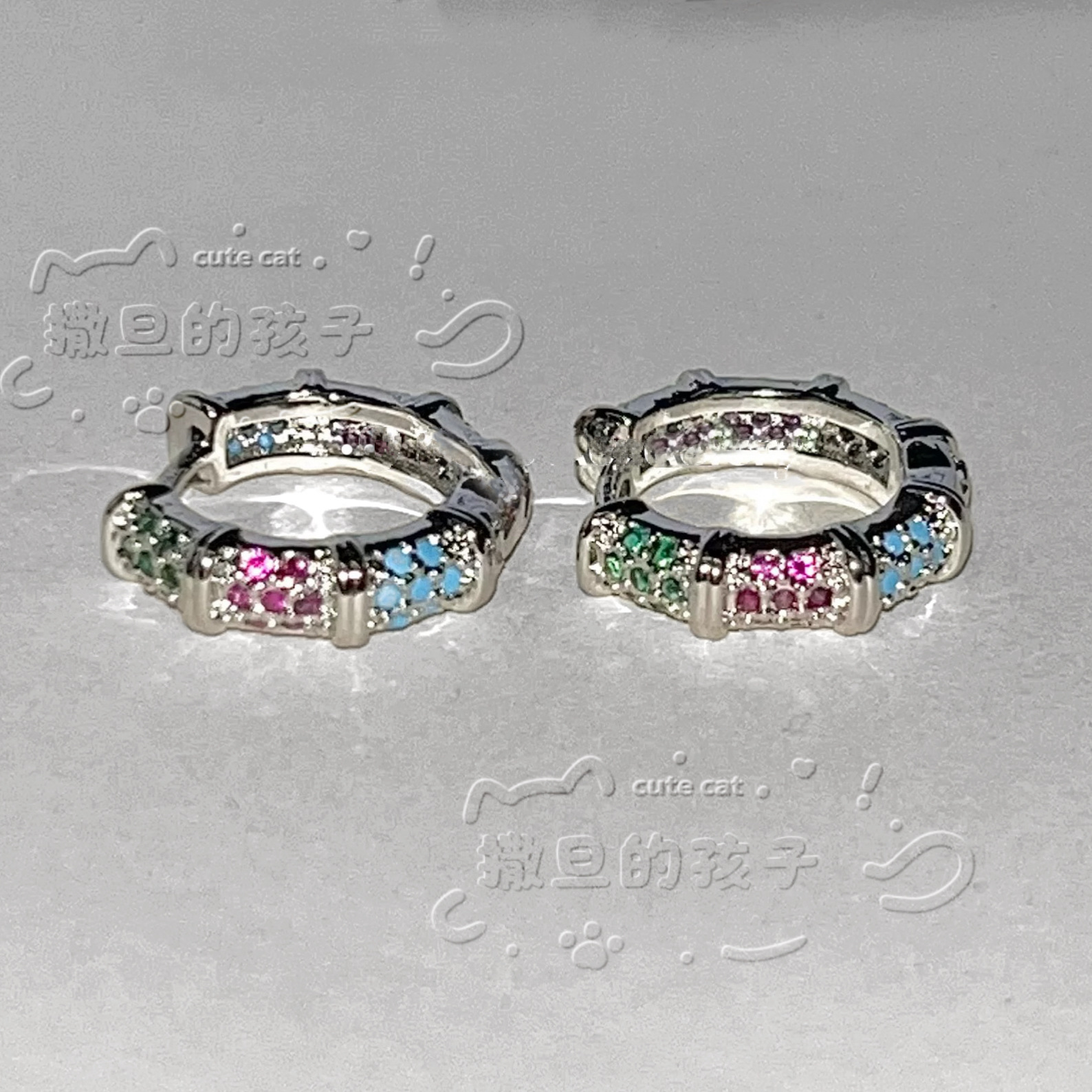Satan's Child Wandering Art Student Rainbow Infinity Ear Studs 316L Surgical Steel Cochlear Daith Helix Earrings detail image 8