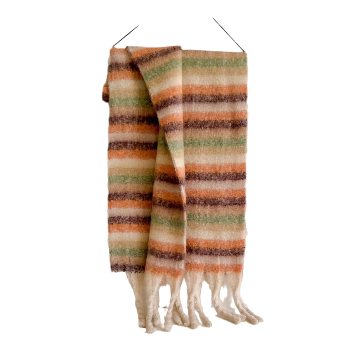 Otoño e Invierno moda estilo coreano rayas contraste color bufanda versátil gruesa caliente borla gruesa trenza mohair bufanda chal