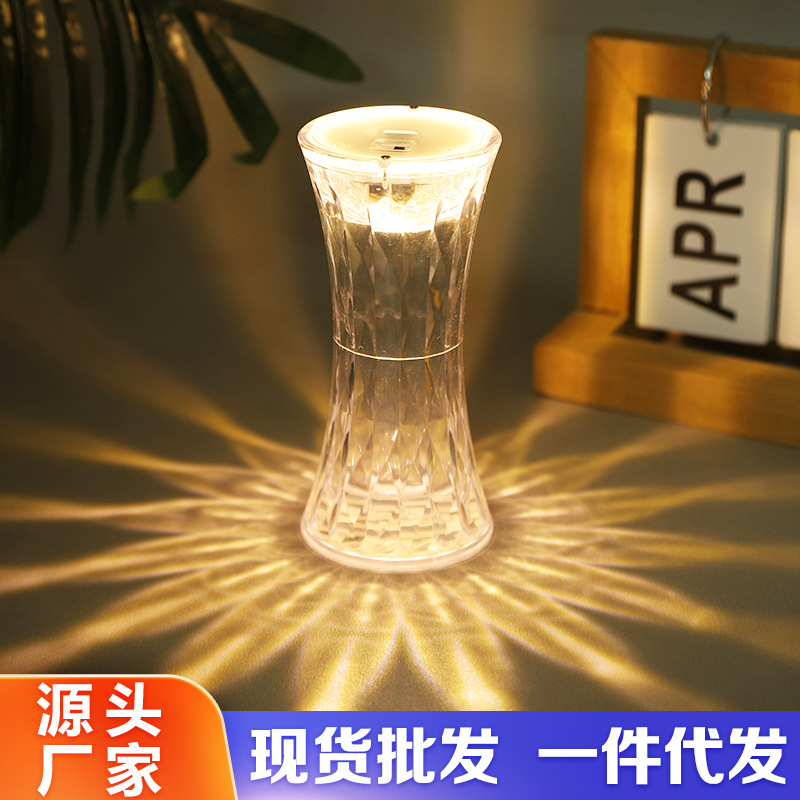 Diamond Rose Crystal Table Lamp Small Man Waist Net Red Light led Night Light Creative Gift Bedroom Bedside Atmosphere Lamp