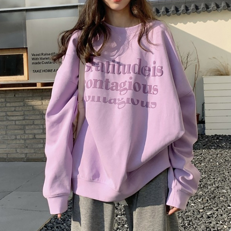 Velvet Loose Casual Sweatshirt Women's Autumn and Winter Outwear Vintage Round Neck Long-Sleeved Bottoming Shirt Top Export Korean Women's Clothing