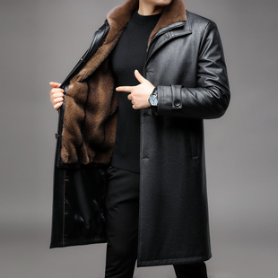 Hong Kong Paul High-end Fur in stock Winter New Middle-aged Men's Long Fur One Warm Two-piece Set