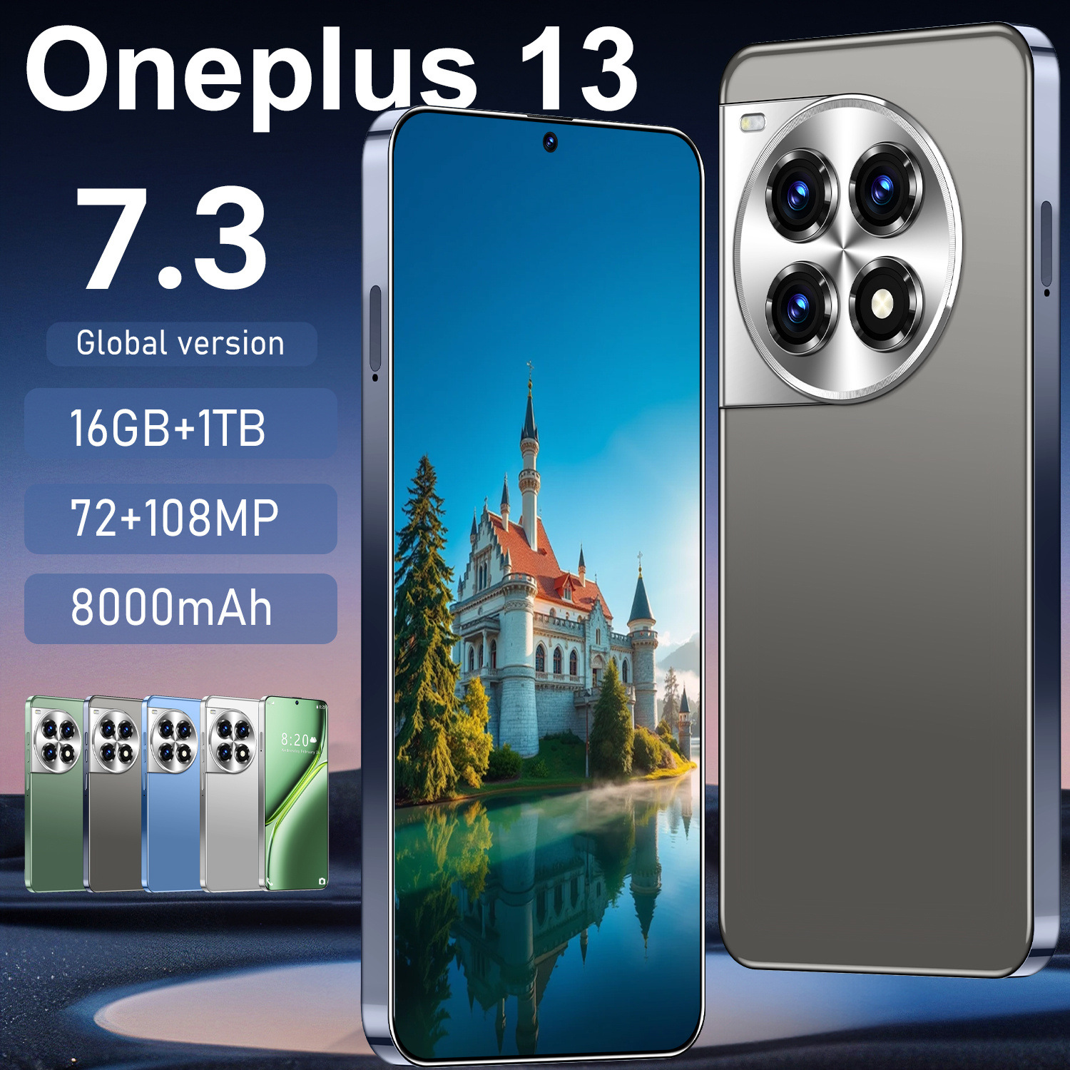 2025最新智能7.3寸跨境手机OnePlus 13 16+1T安卓手机外贸厂家