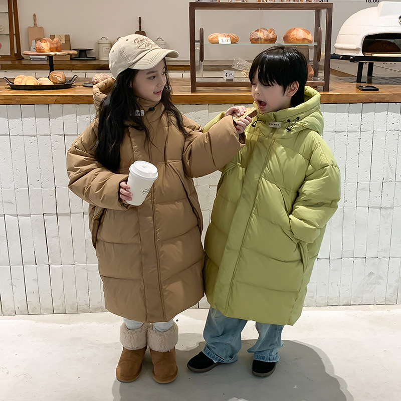 韩国童装男女童中大童过膝加厚中长款羽绒服2024秋冬新款儿童外套