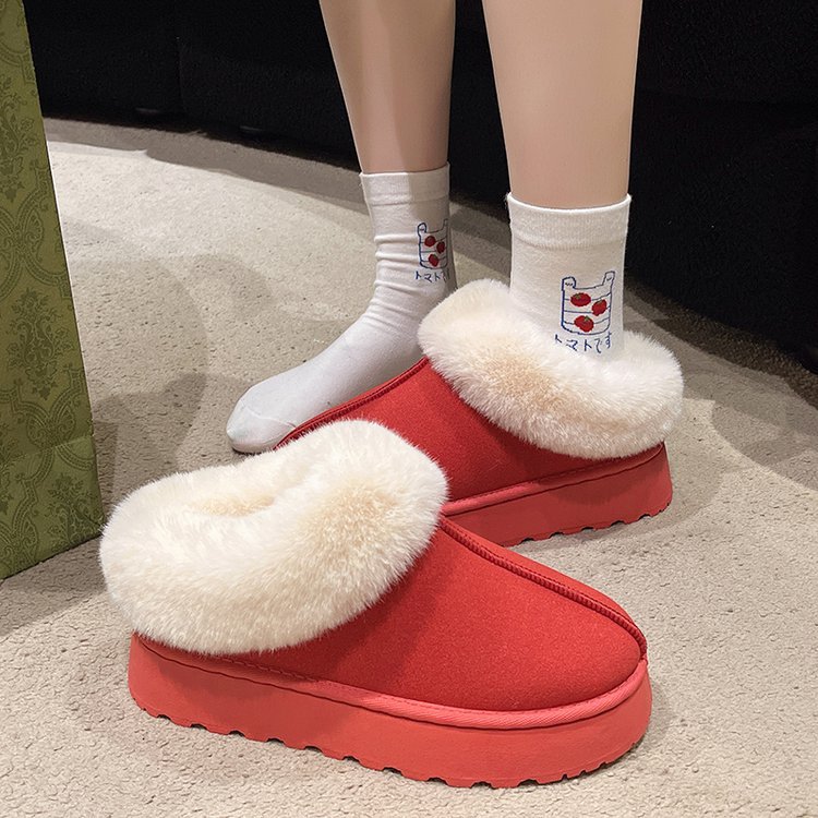 Tykke snestøvler til mænd og kvinder om vinteren plus fleece fortykket varm komfort til at have på afslappede uldsko i stor størrelse_voghion.com