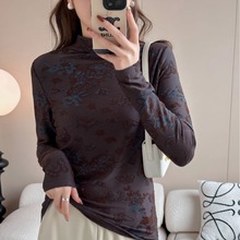 拜尔腈纶刺绣国风打底衫女长袖复古印花秋冬提花秋冬打底衫女长袖