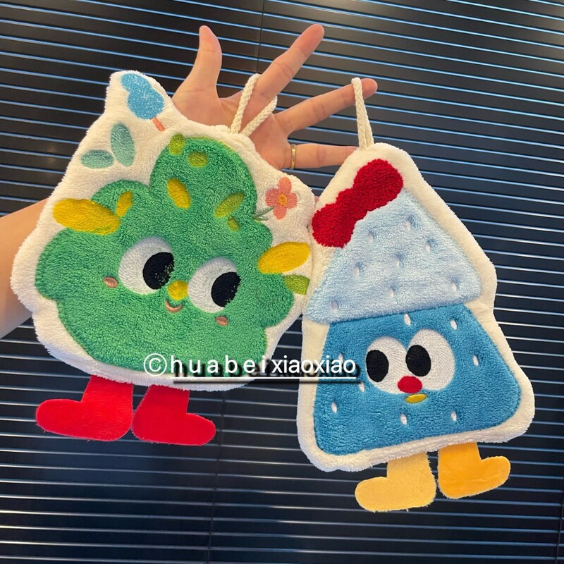 Wholesale New Style Children's Hand Towels, Cute and Personalized Handkerchiefs, Coral Velvet, Water-Absorbent, Lint-Free, Double-Layer Kitchen Hand Towels