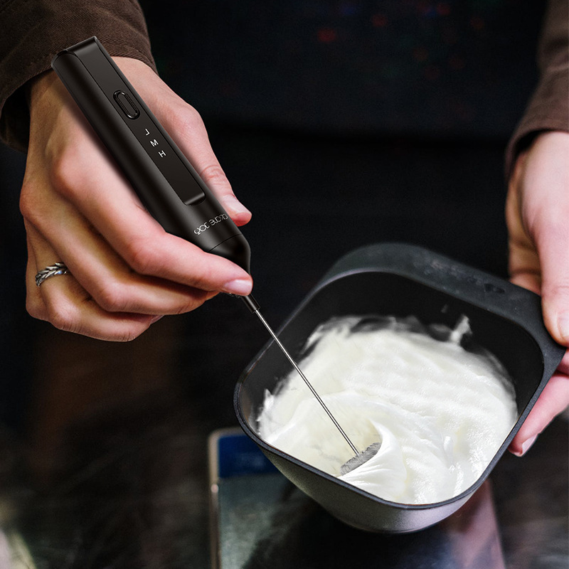 圆乐工厂打奶泡器 智能可充电式三档咖啡奶泡机搅拌电动打奶泡器