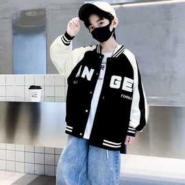 男童春装棒球服外套春秋款2024新款中大童春季夹棉加厚上衣儿童潮