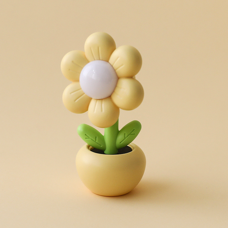 かわいいミニアニメ鉢植えの花の小さな夜の明かりのベッドの上のテーブルの上に電気スタンドのアイデアの贈り物を飾って工場を卸売りします。|undefined