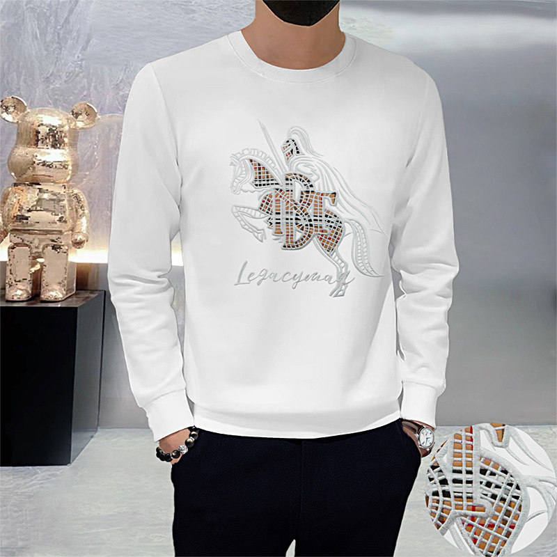 maglione da uomo ricamo stazione cavallo manica lunga camicia girocollo da uomo personalità moda autunno nuovo stile t-shirt_voghion.com
