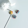 Contrasting color flower grid striped bag buckle, personality patch DIY autumn and winter new earrings earrings earrings