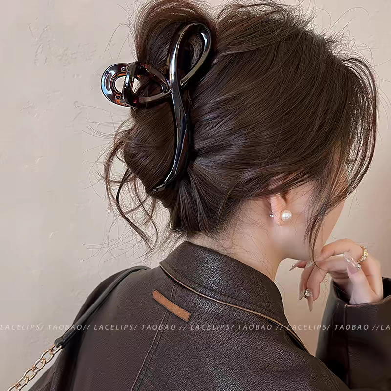 咖色大号抓夹女高级感后脑勺盘发鲨鱼夹子发量多发夹气质发卡头饰|undefined