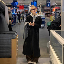 2025年黑色毛呢外套女小个子韩系新款秋冬季高级感中长款呢子大衣