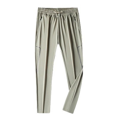 Men's Summer Casual Long Pants Trendy Brand Spring and Autumn Straight Drape Black Dress Pants Men's Ice Silk Air Conditioning Sports Pants