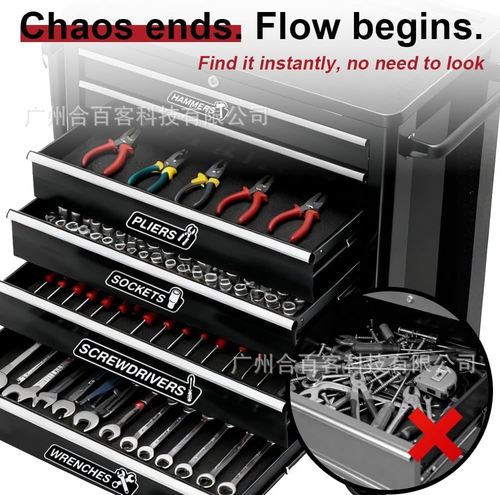Cross-Border Best-Selling Car Toolbox Label Magnets, 12-Piece Set with Icon Toolbox Magnet Labels