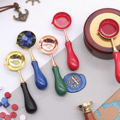 Enamel Spoon Retro Art 9-color Macaron Wooden Handle Spoon Spoon for Sealing Envelopes Stamping Gifts