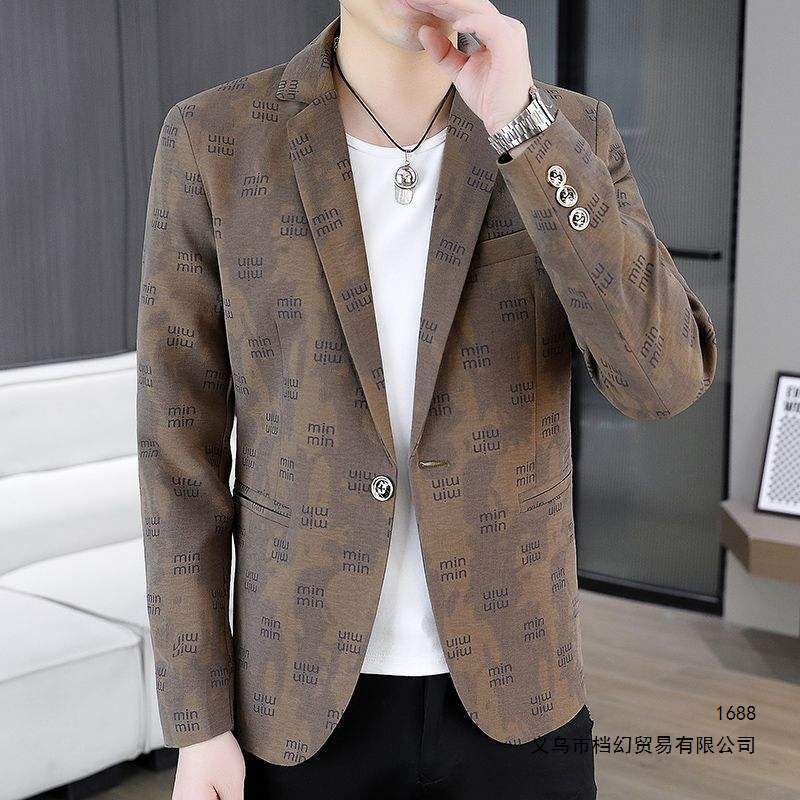 Men's tie-dye spring and autumn new Korean-style slim-fit thin jacket with letter print and contrasting colors Men's tie-dye spring and autumn new Korean-style slim-fit thin jacket with letter print and contrasting colors