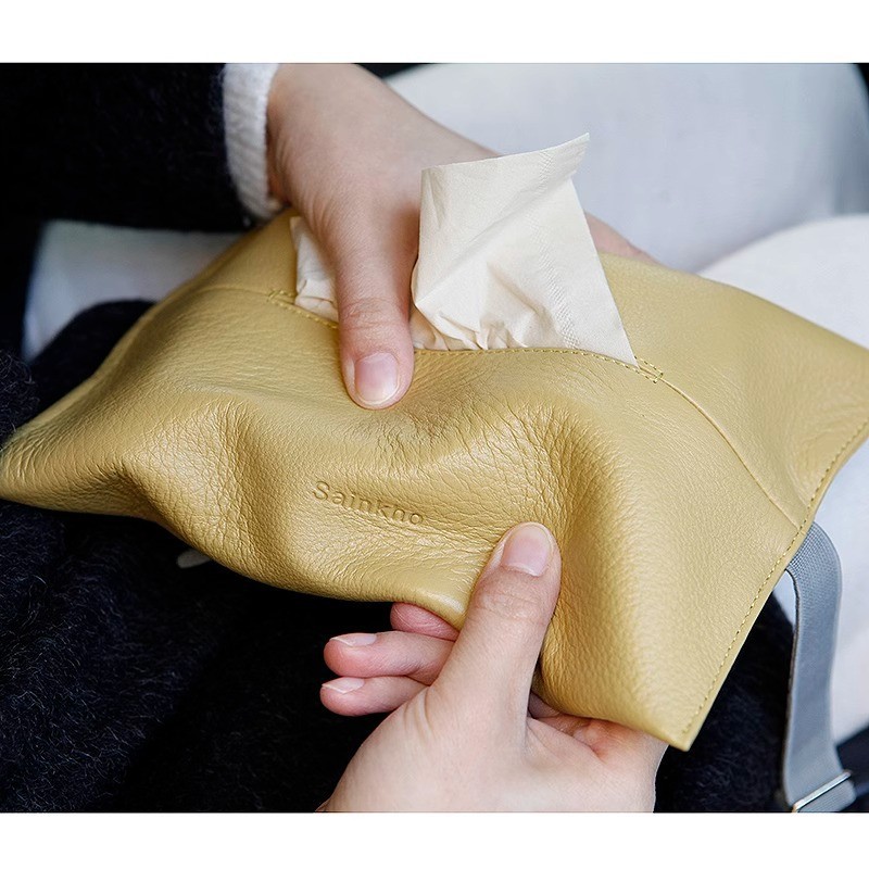 Leather Tissue Box Leather Tissue Storage Car Tissue Box Creative Seat Strap Car Hanging Tissue Paper