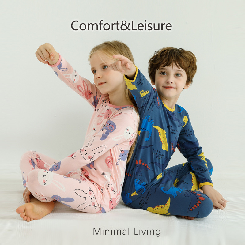 跨境儿童秋衣秋裤套装纯棉内衣套宝宝保暖衣莱卡棉套装男女童打底