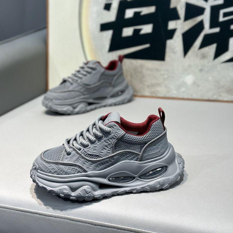 Men's Shoes Spring and Autumn Mesh Breathable Youth Casual Sports Shoes Trendy Shoes New Student Thick-Soled Heightening Dad Shoes